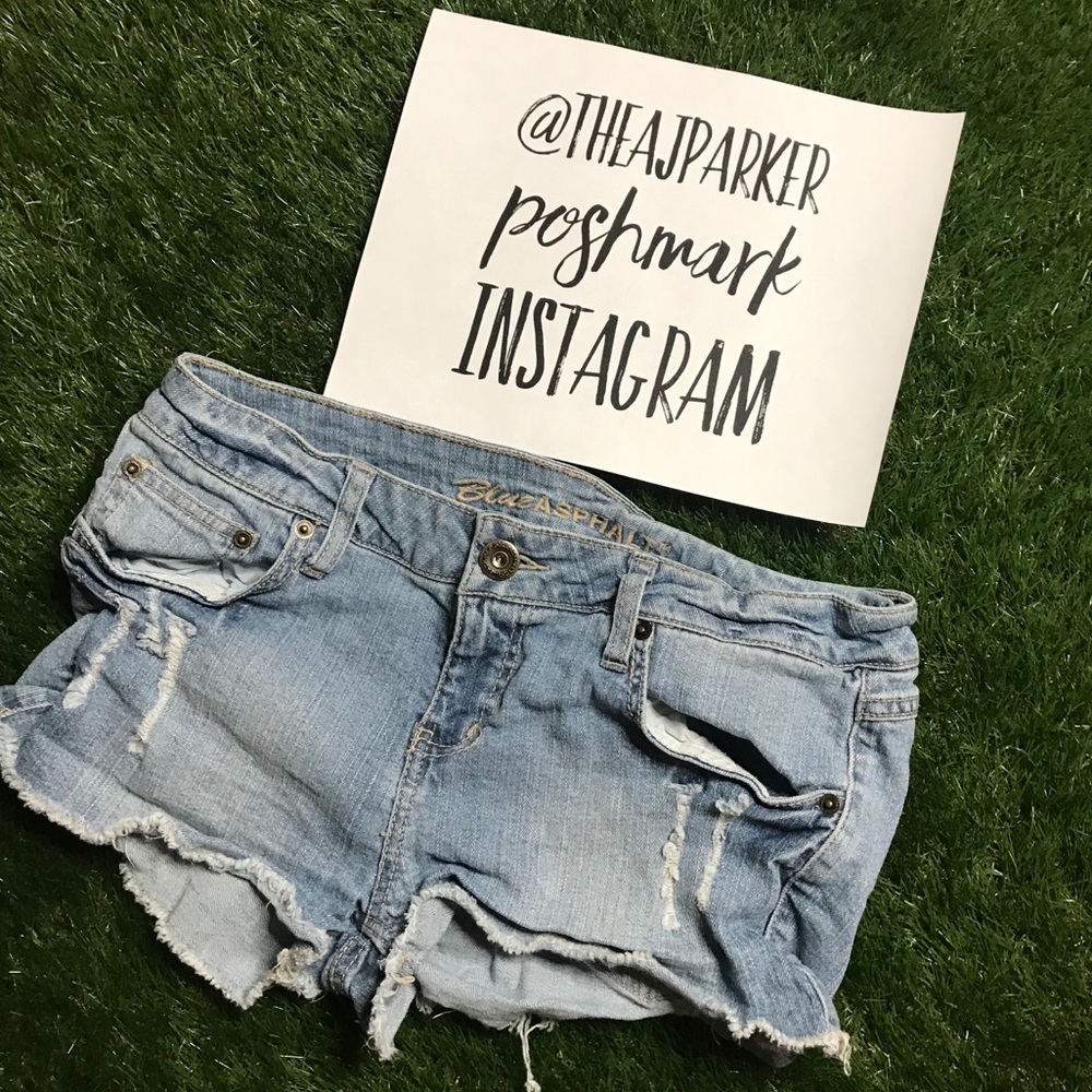Blue asphalt jean Denim shorts distressed 13